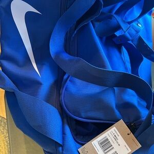 Nike Blue and White Duffel Bag